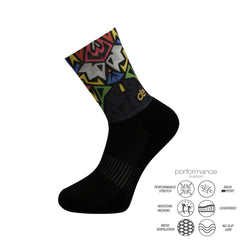 Κάλτσες τρεξίματος – Geometric Print με μαξιλαράκι απόδοσης και διαπνέουσα πλέξη. Ιδανικές για άνεση και σταθερότητα σε μεγάλες αποστάσεις.