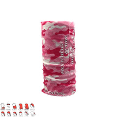 Pink camouflage running bandana with versatile styling options for athletic activities