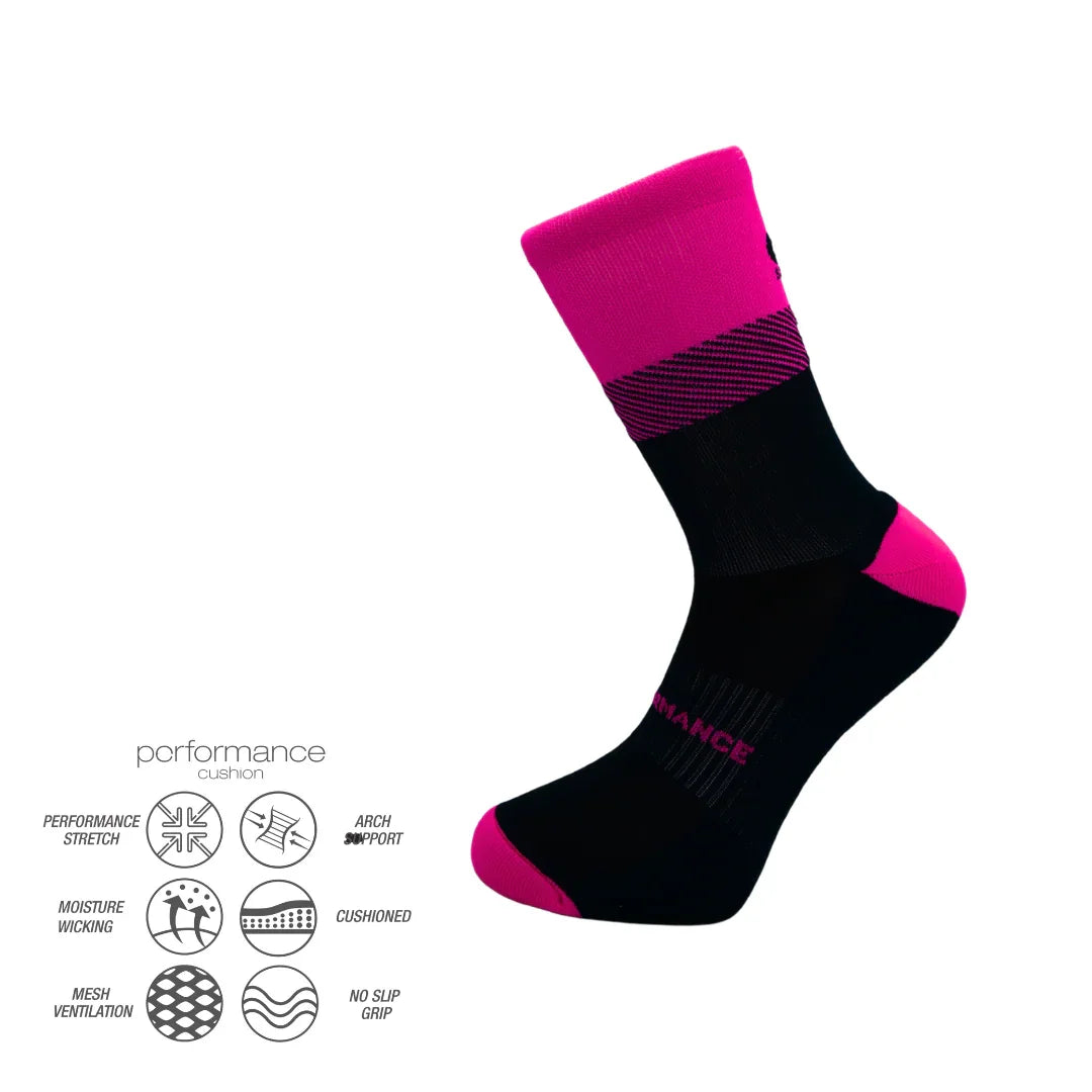 Αθλητική κάλτσα PulseRun με τεχνολογία arch support και cushioned sole για σταθερότητα και απορρόφηση κραδασμών στο τρέξιμο.