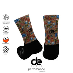 Sports socks for running with blue ridge print