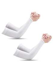 White athletic arm sleeves for running, cycling, or training performance