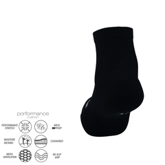 Αθλητικές κάλτσες για τρέξιμο short crew Strideroad Black – desocks με τεχνολογία Performance Cushion και αντικραδασμική στήριξη για άνεση και σταθερότητα. Ιδανικές για τρέξιμο με ενίσχυση στην καμάρα και αντιολισθητική εφαρμογή.
