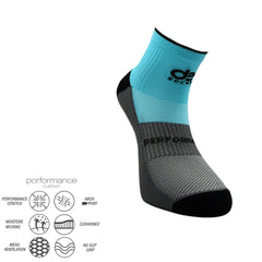 Αθλητικές κάλτσες για τρέξιμο ημίκοντες StrideRoad Γαλάζιο - Γκρί