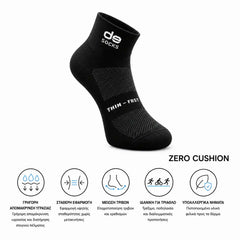 Αθλητικές κάλτσες για τρέξιμο & τριάθλο desocks ThinFast Black