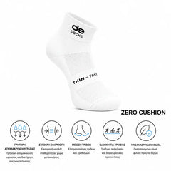 Αθλητικές κάλτσες για τρέξιμο & τριάθλο desocks ThinFast Black White