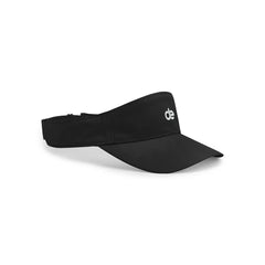 Black athletic visor with white logo, ideal for running and training