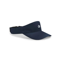 Navy blue athletic visor with white logo, ideal for running, cycling, and tennis