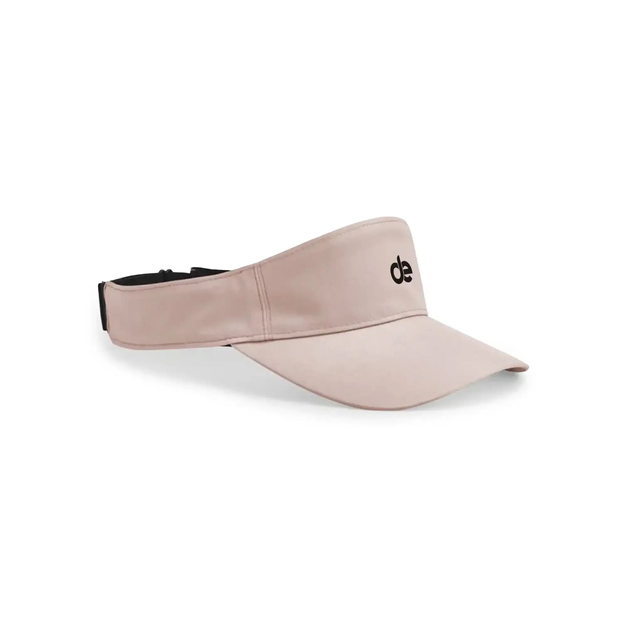 Pink athletic visor with black logo, ideal for running and training activities