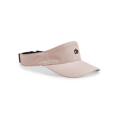 Pink athletic visor with black logo, ideal for running and training activities