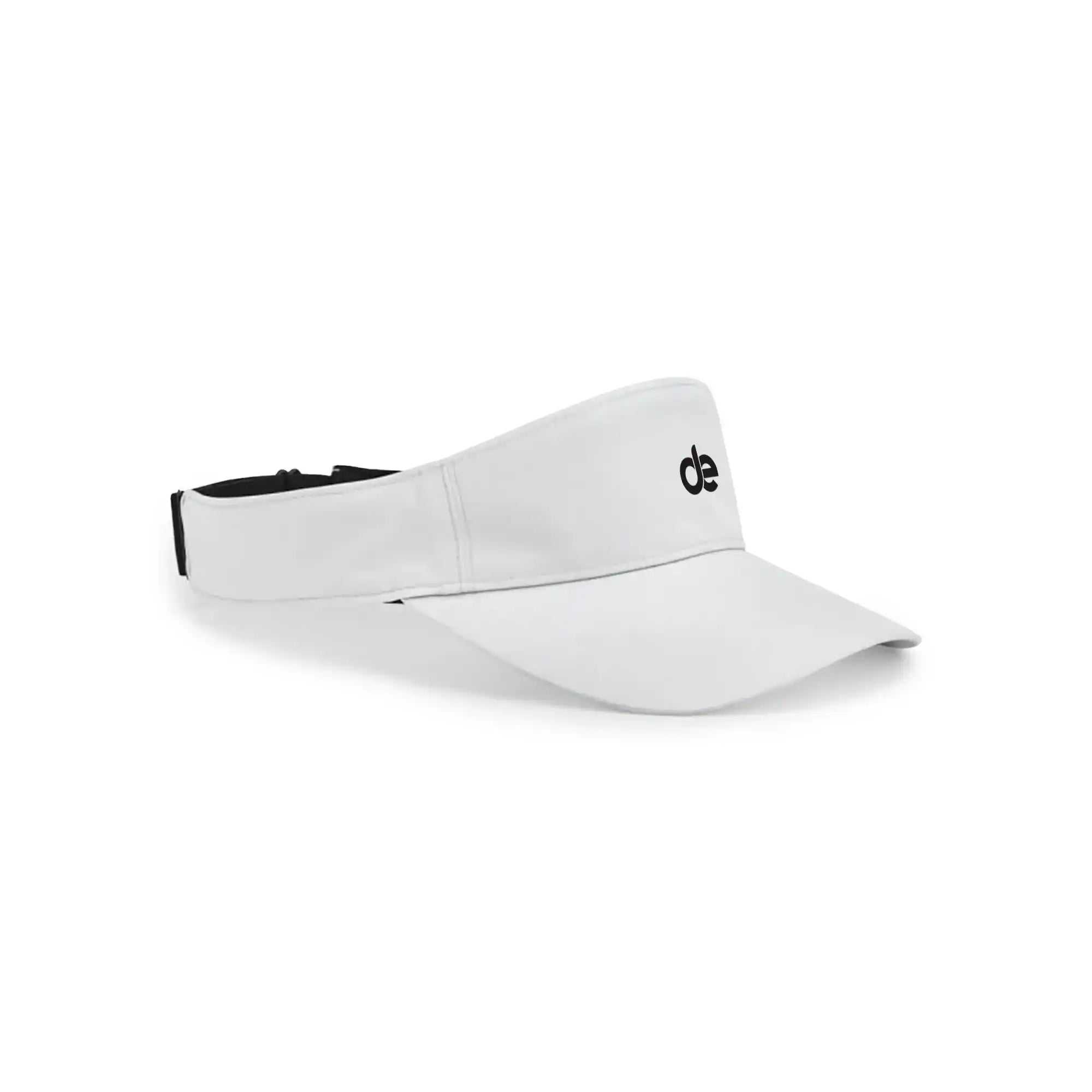 White athletic visor with black logo, ideal for sports and training activities