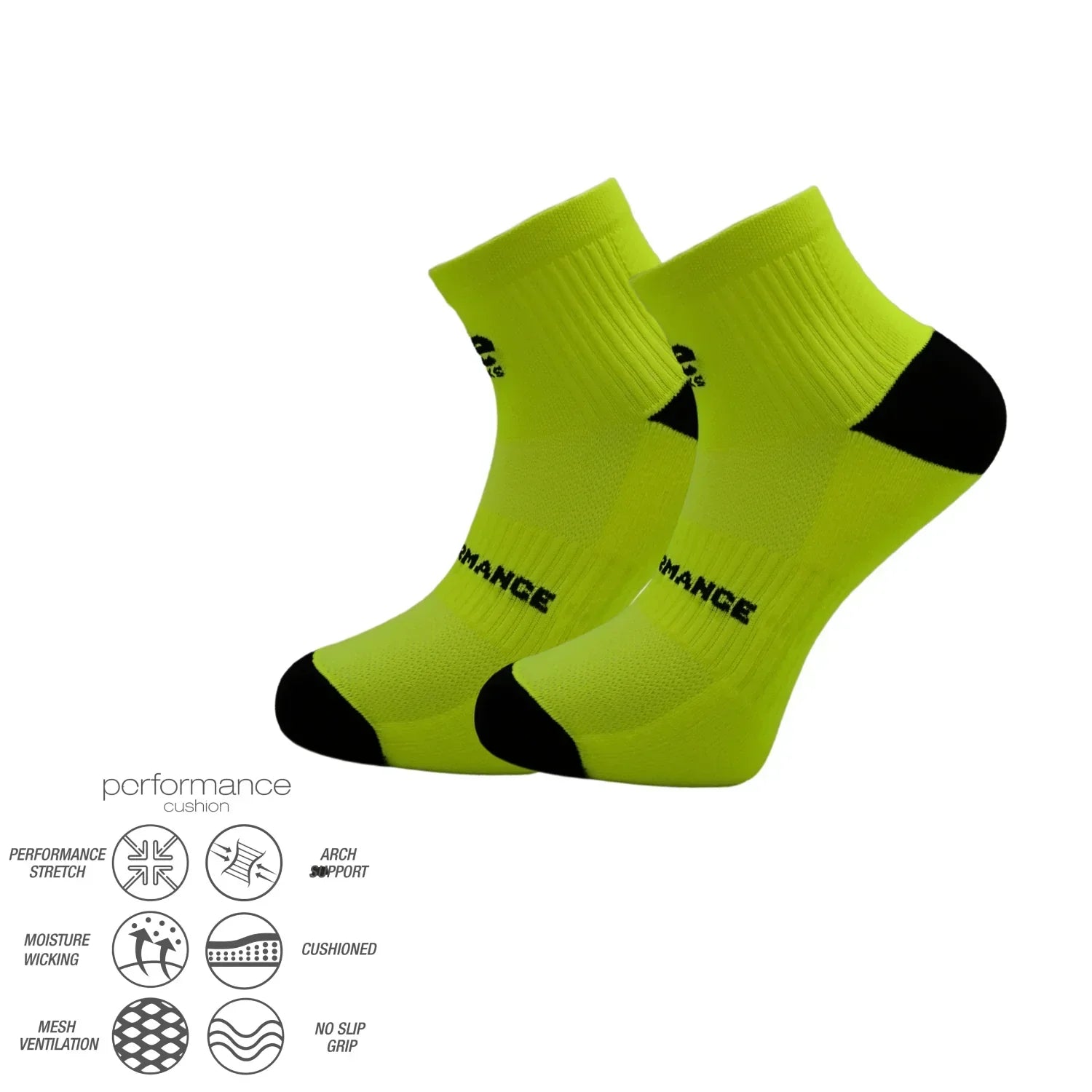 Αθλητικές κάλτσες για τρέξιμο short crew lime deSocks με αντικραδασμική προστασία και ενίσχυση καμάρας. Ιδανικές για τρέξιμο σε trail και άσφαλτο.