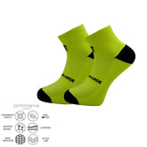 Αθλητικές κάλτσες για τρέξιμο short crew lime deSocks με αντικραδασμική προστασία και ενίσχυση καμάρας. Ιδανικές για τρέξιμο σε trail και άσφαλτο.