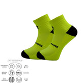 Αθλητικές κάλτσες για τρέξιμο short crew lime deSocks με αντικραδασμική προστασία και ενίσχυση καμάρας. Ιδανικές για τρέξιμο σε trail και άσφαλτο.