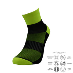 Κάλτσες τρεξίματος trail lime black με ενίσχυση arch support και mesh αερισμό, ιδανικές για ultra distances και skyrunning.