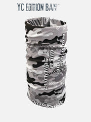 Gray camouflage running bandana with 'RUNNING' text, ideal for athletic performance