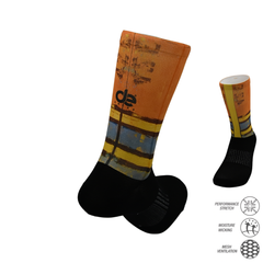 Cycling socks with Orange door print