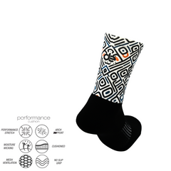 Sports socks for running with grazy goat print