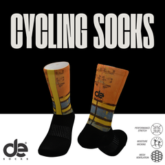 Cycling socks with Orange door print