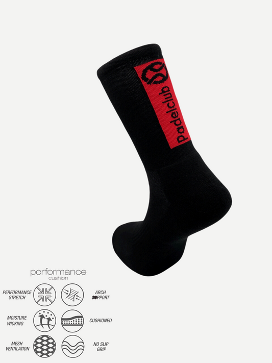 desocks Κάλτσες Padel Crew Black/Red Stability