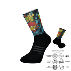 Dynamic Rain Colors Printed Crew Running Socks