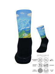 Blue Mountains Crew Print Running Socks