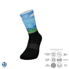 Blue Mountains Crew Print Running Socks