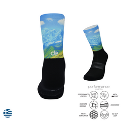 Blue Mountains Crew Print Running Socks