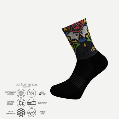 desocks Αθλητική κάλτσα Printed Performance Running Geometric 