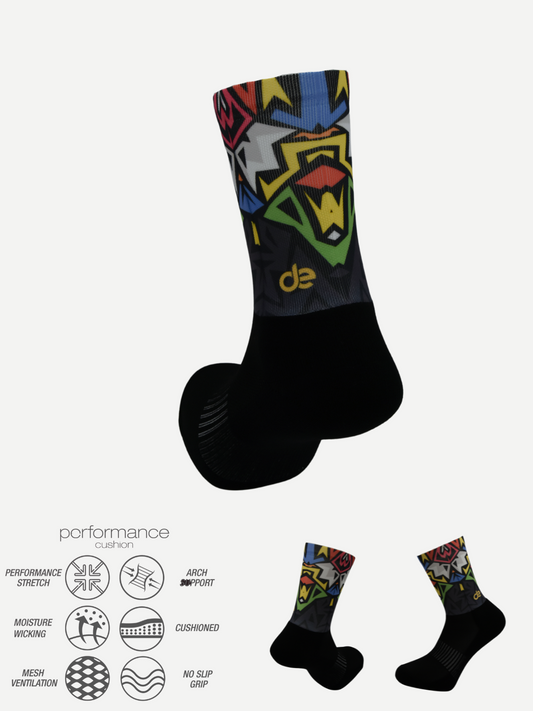 desocks Αθλητική κάλτσα Printed Performance Running Geometric 
