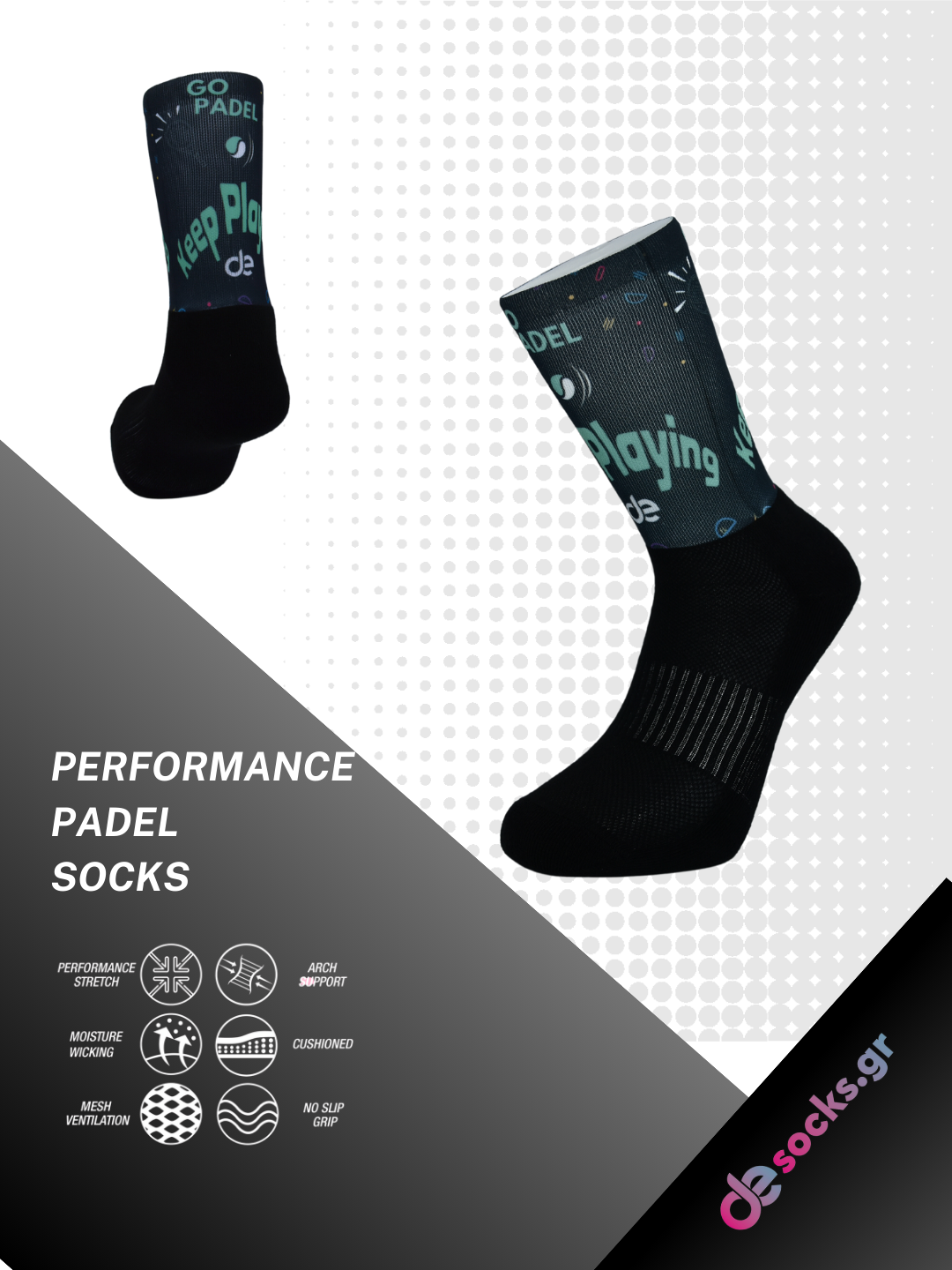 desocks Κάλτσες Performance  Crew Stability Printed Colorfull K/P
