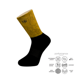 Yellow Map Pattern Crew Print Running Socks