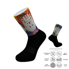 Dynamic Rain Colors Printed Crew Running Socks