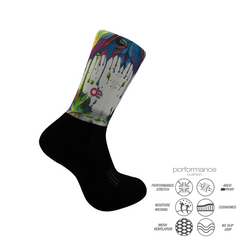 Dynamic Rain Colors Printed Crew Running Socks