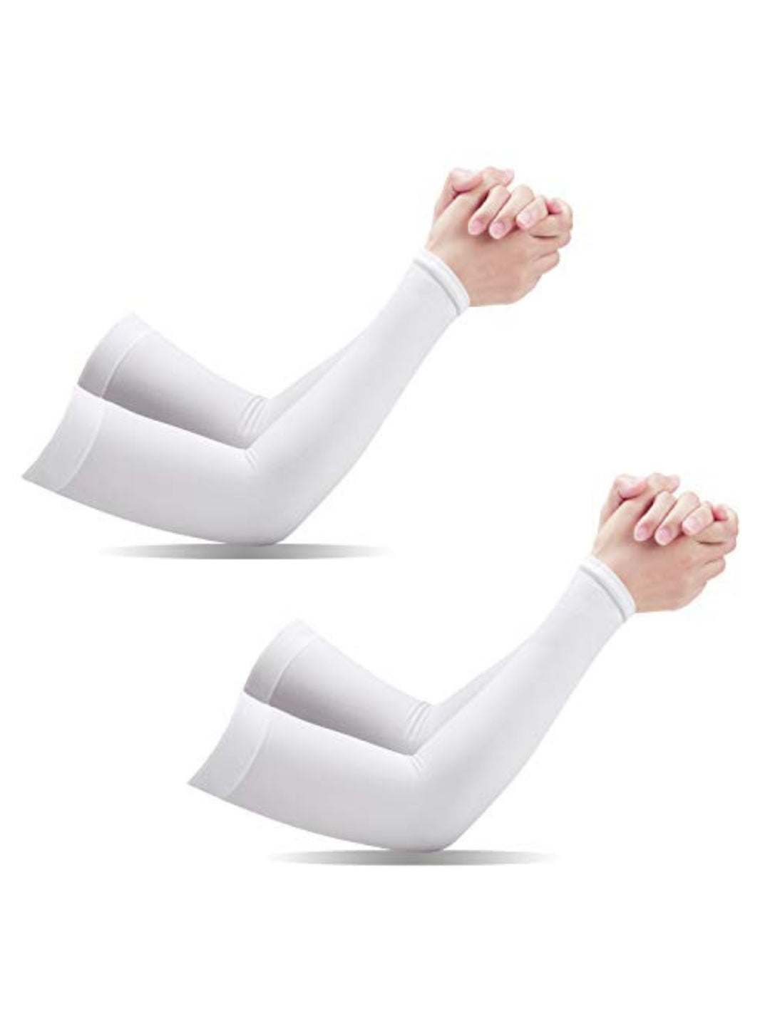 Desocks white compression sleeves for running designed for arm support and improved circulation