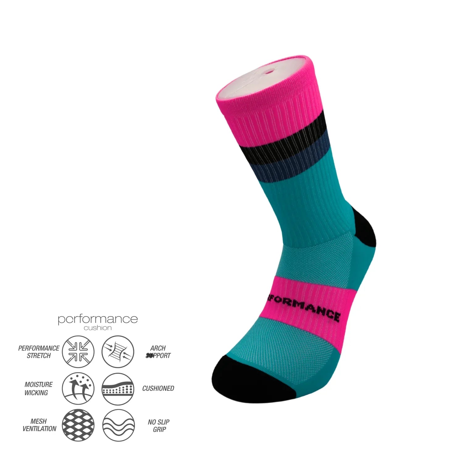 Ανθεκτική κάλτσα running desocks με cushioned ζώνες, no slip grip και υποστήριξη καμάρας για μαραθώνιο και έντονη προπόνηση.