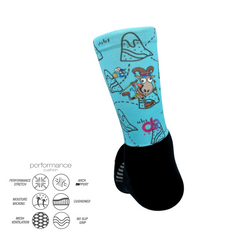 Dynamic Rain Colors Printed Crew Running Socks