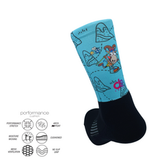 Dynamic Rain Colors Printed Crew Running Socks