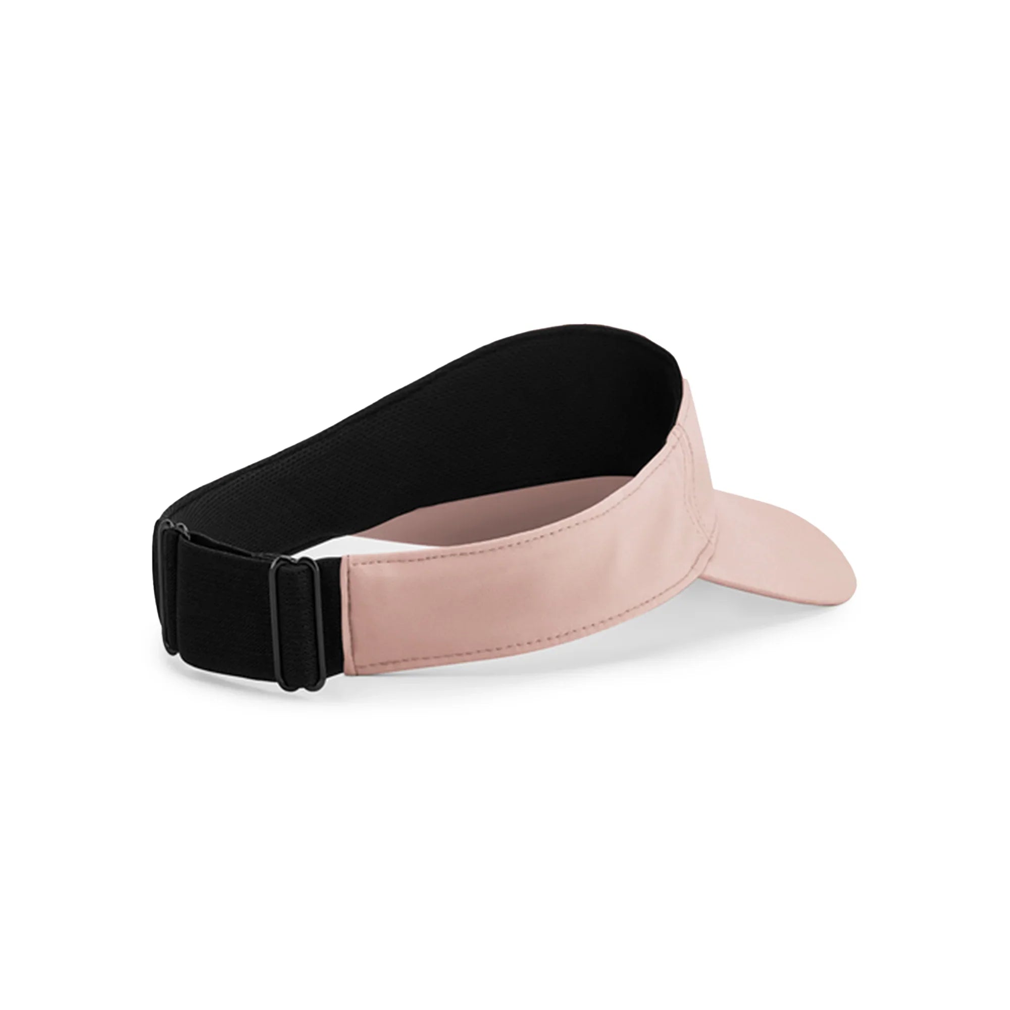 Καπέλο τρεξίματος visor unisex σε ροζ χρώμα με μαύρο ρυθμιζόμενο λουράκι, ιδανικό για padel, tennis και UV προστασία. Ελαφρύ και διαπνέον αξεσουάρ.