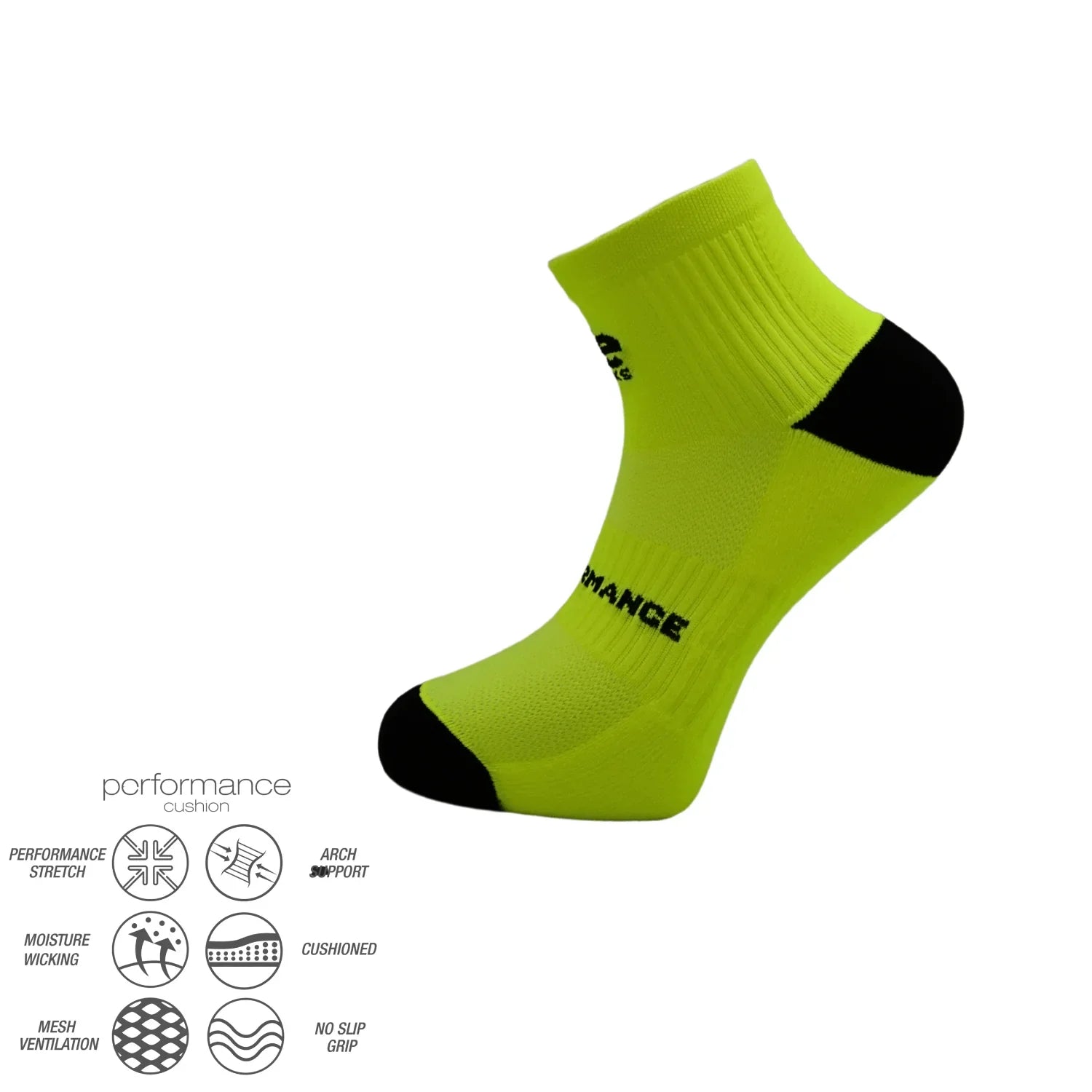 Κάλτσες τρεξίματος deSocks short crew lime με cushioned σόλα και no-slip grip. Προσφέρουν άνεση και απορρόφηση κραδασμών σε κάθε διαδρομή.